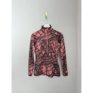 Nike Pro Hyperwarm Womens Half Zip Training Top Coral Pink Black Graphic Large